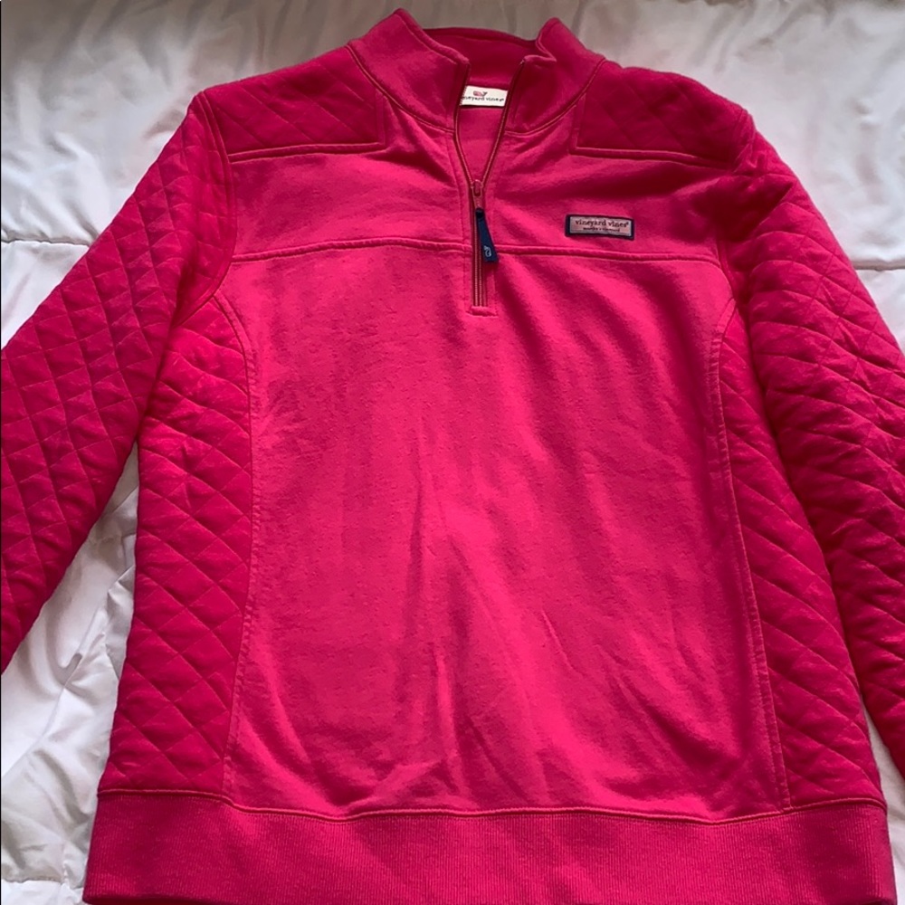 Pink, women’s vineyard vines quarter zip.
